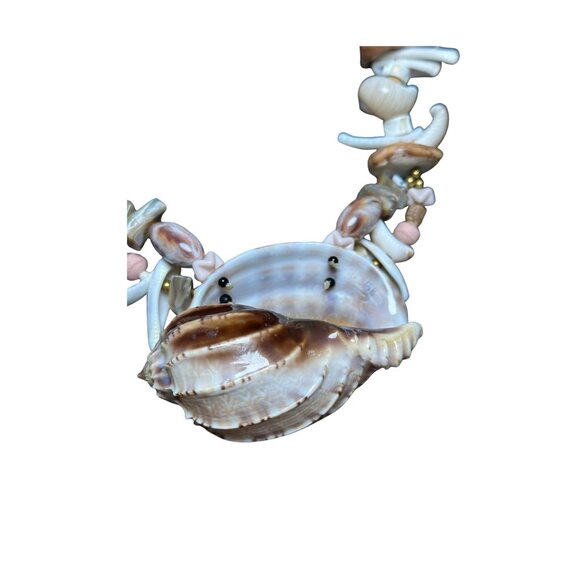 Vintage Oversized Seashell Pendant Necklace Beach Brides Ocean Lovers 18 Inches - Picture 3 of 5